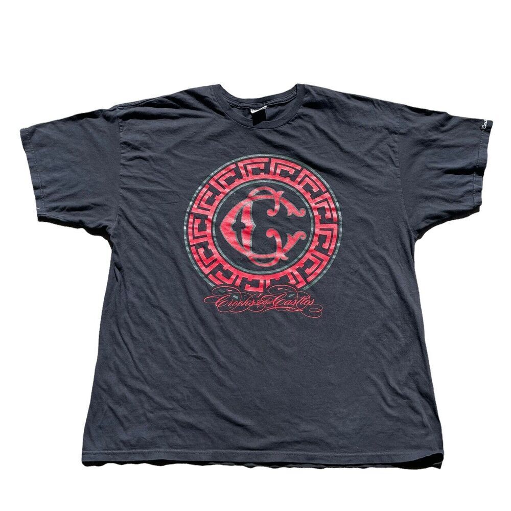 Crooks and Castles T Shirt Mens 2XL Black Aztec Logo Skate Streetwear